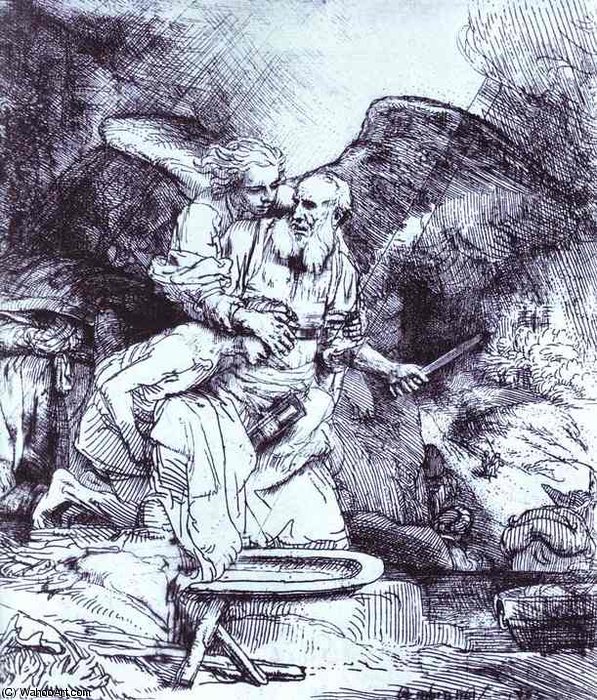 WikiOO.org - Güzel Sanatlar Ansiklopedisi - Resim, Resimler Rembrandt Van Rijn - The Sacrifice of Abraham