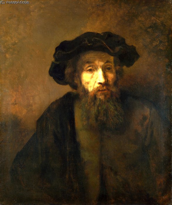 WikiOO.org - Εγκυκλοπαίδεια Καλών Τεχνών - Ζωγραφική, έργα τέχνης Rembrandt Van Rijn - A Bearded Man in a Cap