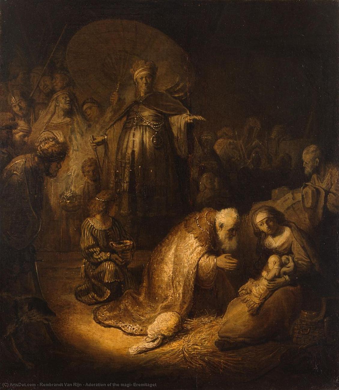 Wikioo.org - The Encyclopedia of Fine Arts - Painting, Artwork by Rembrandt Van Rijn - Adoration of the magi, Eremitaget