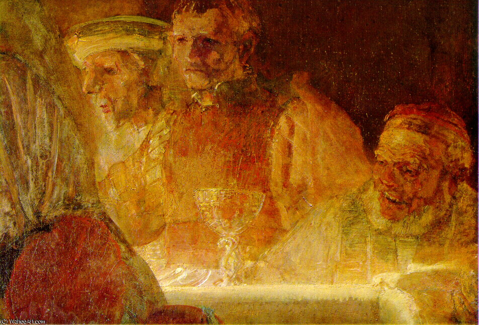 Wikioo.org – La Enciclopedia de las Bellas Artes - Pintura, Obras de arte de Rembrandt Van Rijn - batavernas trohetsed detalj ,