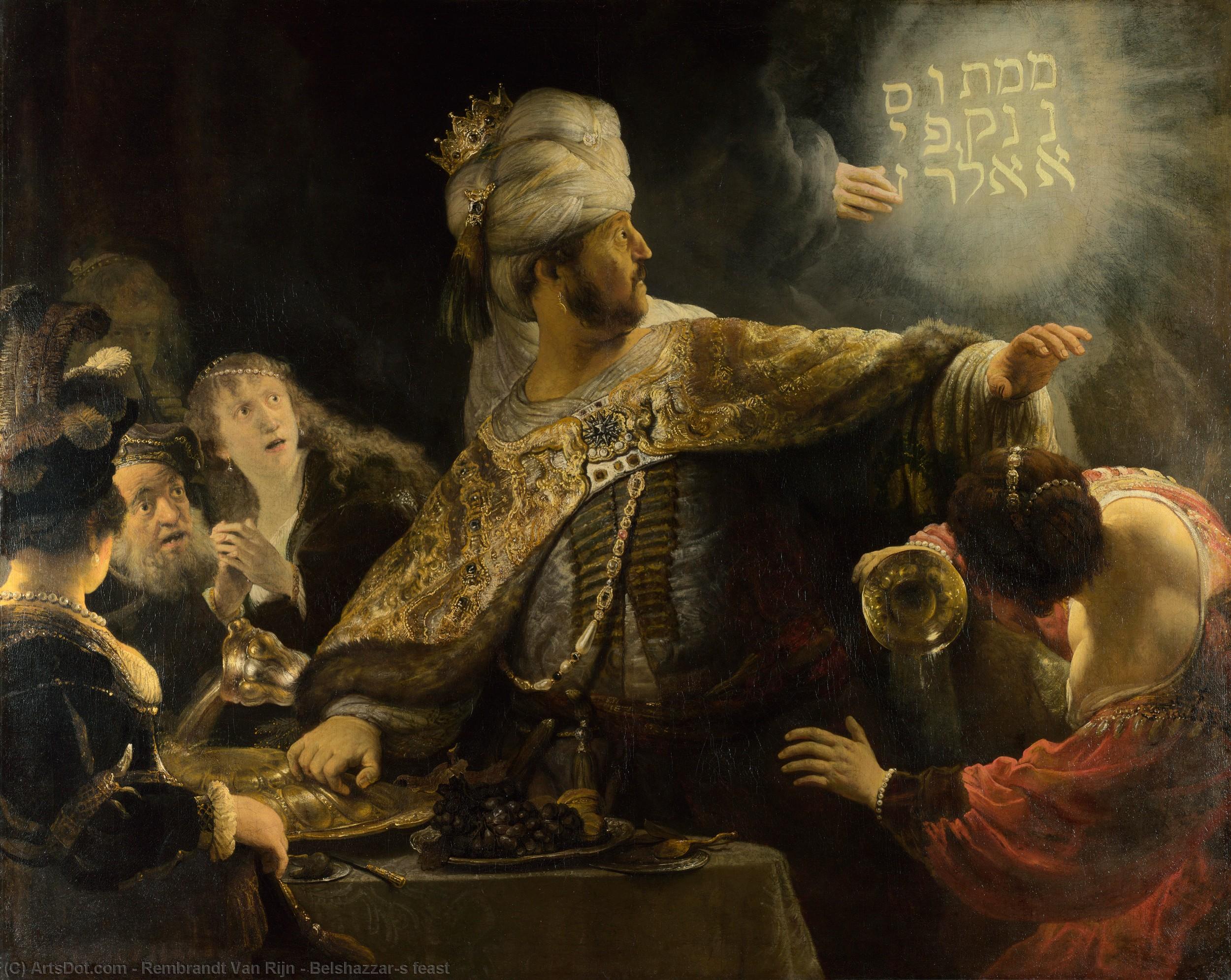 WikiOO.org - Enciclopedia of Fine Arts - Pictura, lucrări de artă Rembrandt Van Rijn - Belshazzar's feast