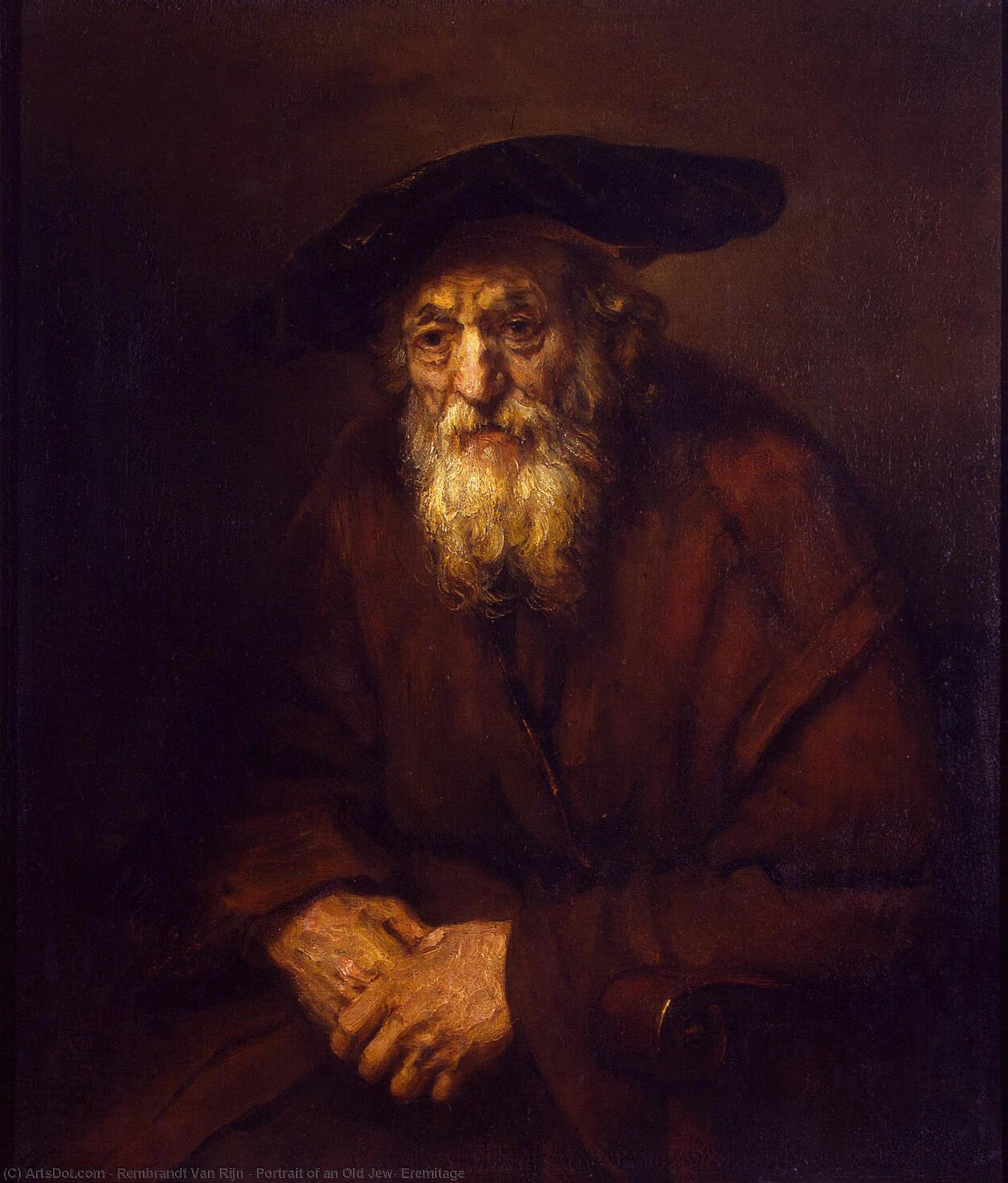 Wikioo.org – La Enciclopedia de las Bellas Artes - Pintura, Obras de arte de Rembrandt Van Rijn - retrato de un judio viejo , Eremitage