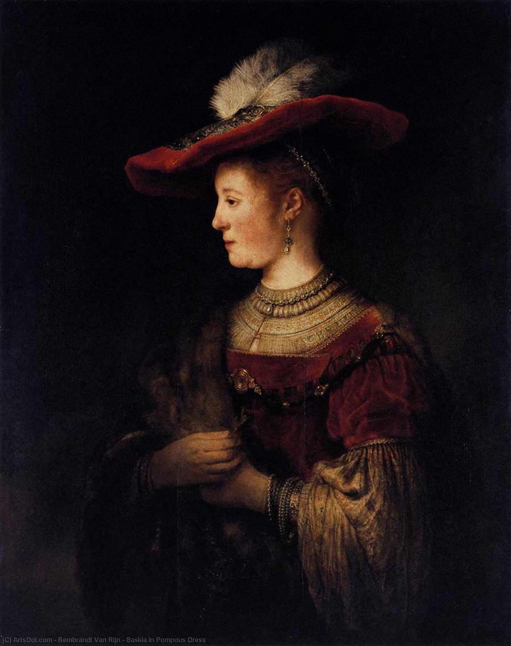 Wikioo.org - The Encyclopedia of Fine Arts - Painting, Artwork by Rembrandt Van Rijn - Saskia in Pompous Dress