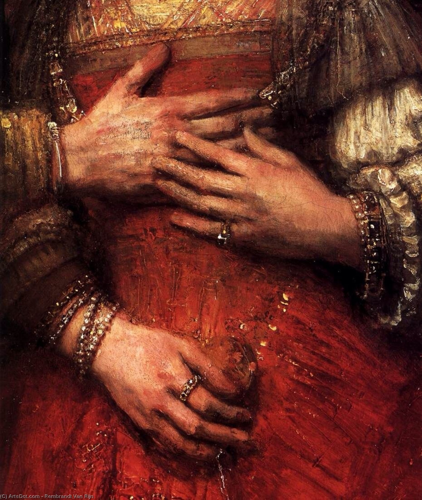 Wikioo.org – L'Enciclopedia delle Belle Arti - Pittura, Opere di Rembrandt Van Rijn - La sposa ebrea particolare  2