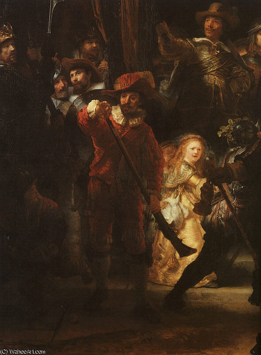 Wikoo.org - موسوعة الفنون الجميلة - اللوحة، العمل الفني Rembrandt Van Rijn - The Night Watch detail