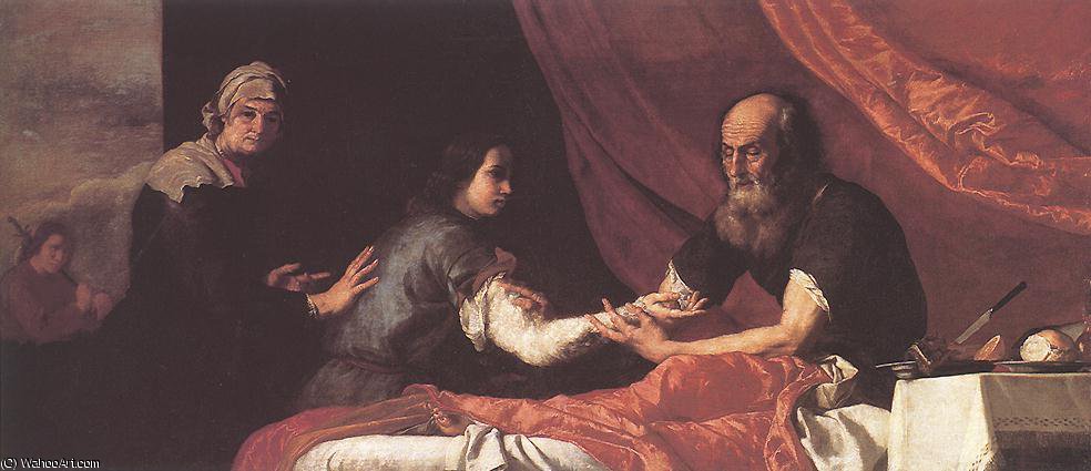 Wikoo.org - موسوعة الفنون الجميلة - اللوحة، العمل الفني Jusepe De Ribera (Lo Spagnoletto) - Jacob receives isaac's blessing