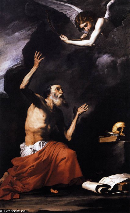 WikiOO.org - אנציקלופדיה לאמנויות יפות - ציור, יצירות אמנות Jusepe De Ribera (Lo Spagnoletto) - St Jerome and the Angel