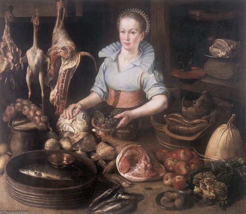 Wikioo.org - The Encyclopedia of Fine Arts - Painting, Artwork by Dirck Van Rijswijck - The kitchen maid
