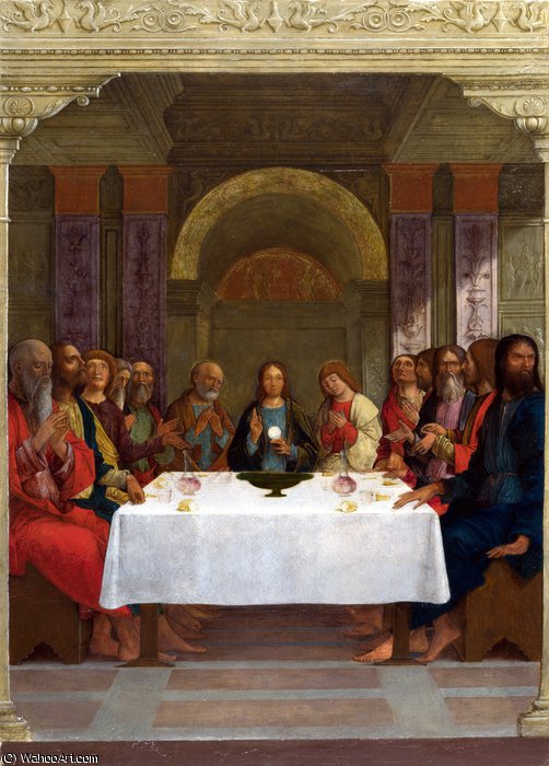 Wikioo.org – L'Encyclopédie des Beaux Arts - Peinture, Oeuvre de Ercole De' Roberti - L institution de l Eucharistie