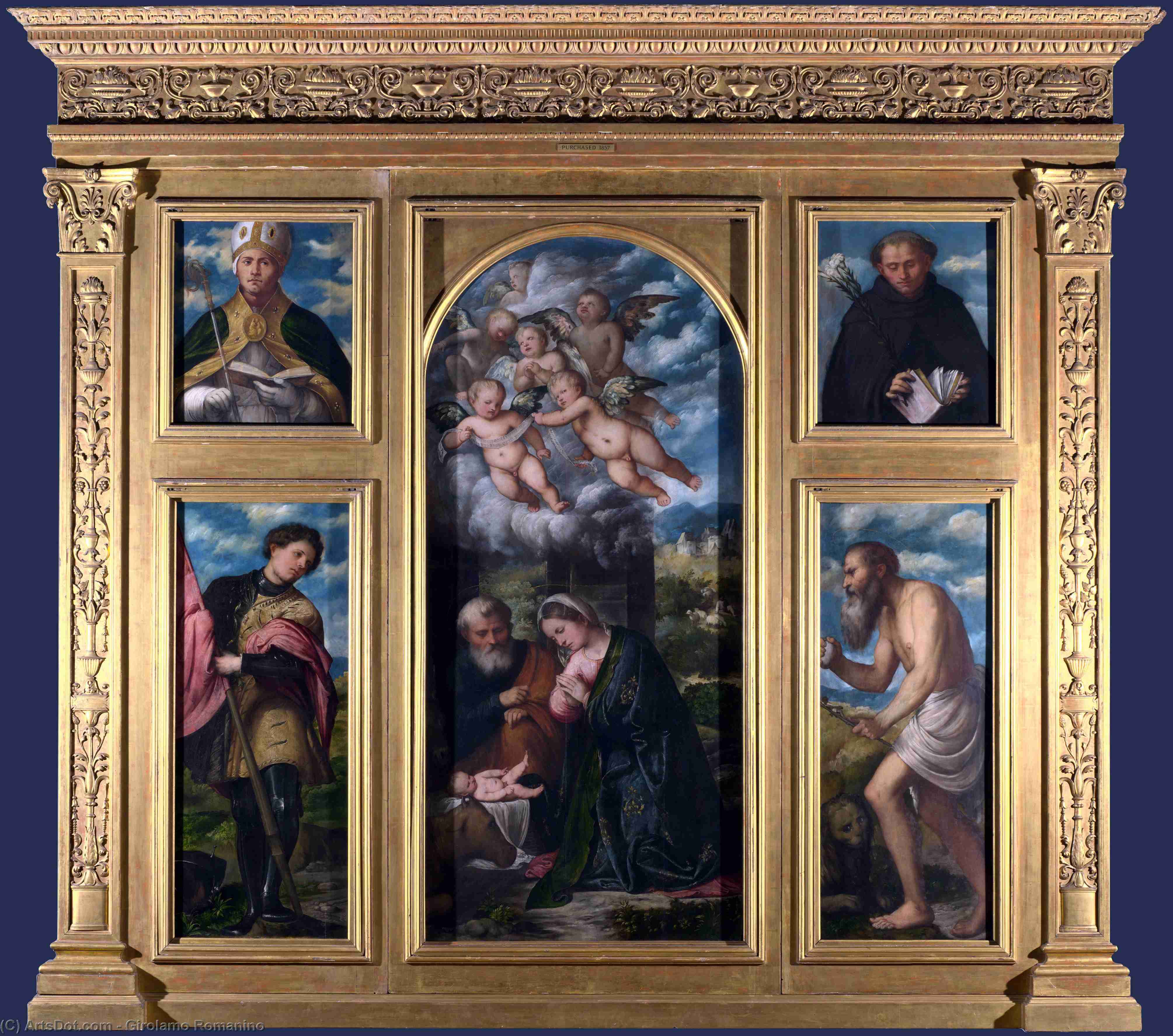 Wikioo.org - The Encyclopedia of Fine Arts - Painting, Artwork by Girolamo Romanino - High altarpiece, s. alessandro, brescia
