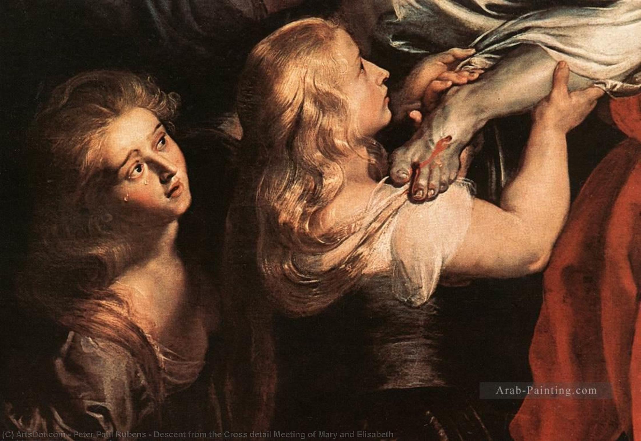 Wikioo.org – L'Enciclopedia delle Belle Arti - Pittura, Opere di Peter Paul Rubens - discesa dalla croce dettaglio meeting di maria e elisabeth