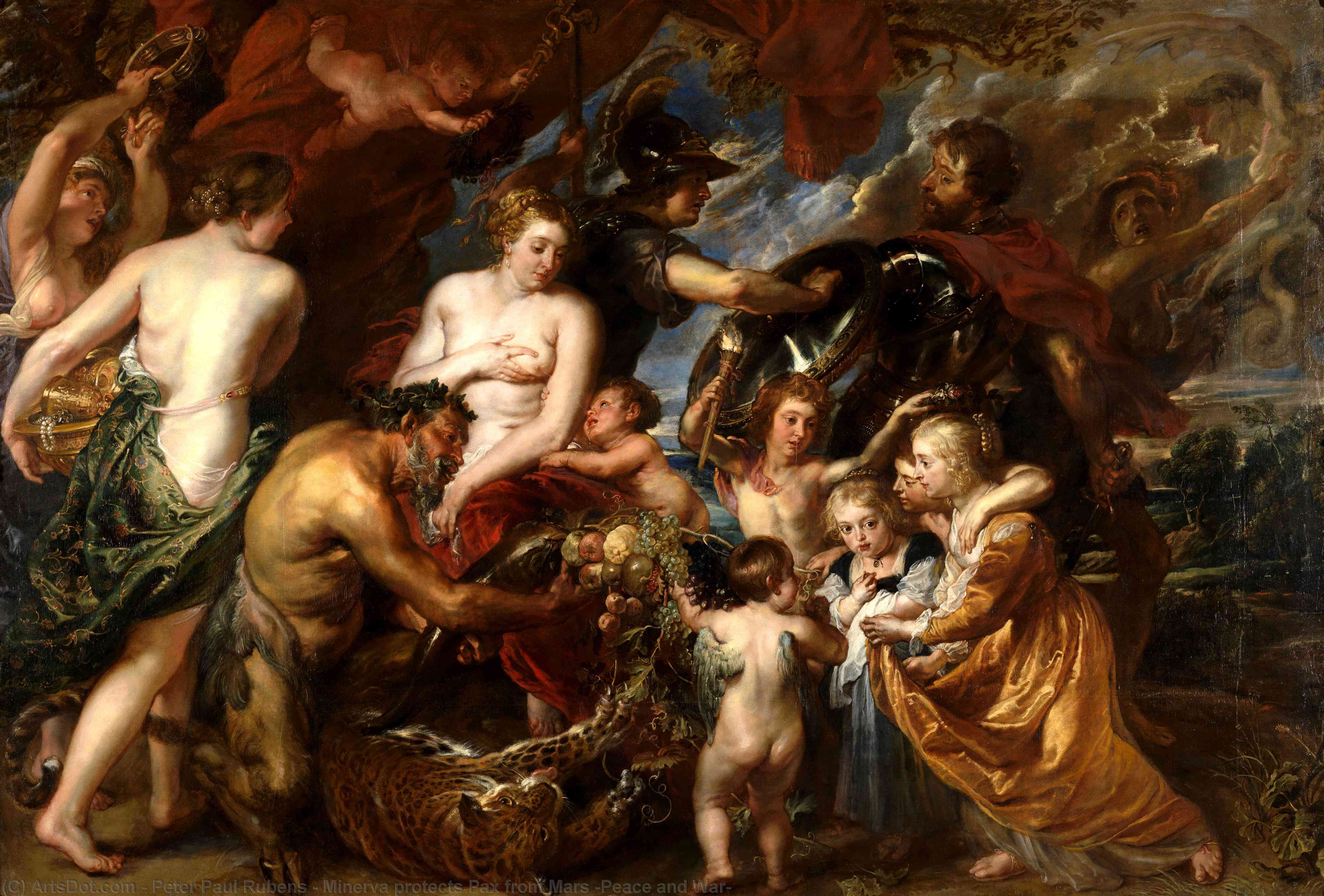 Wikioo.org - The Encyclopedia of Fine Arts - Painting, Artwork by Peter Paul Rubens - Minerva protects Pax from Mars (Peace and War)