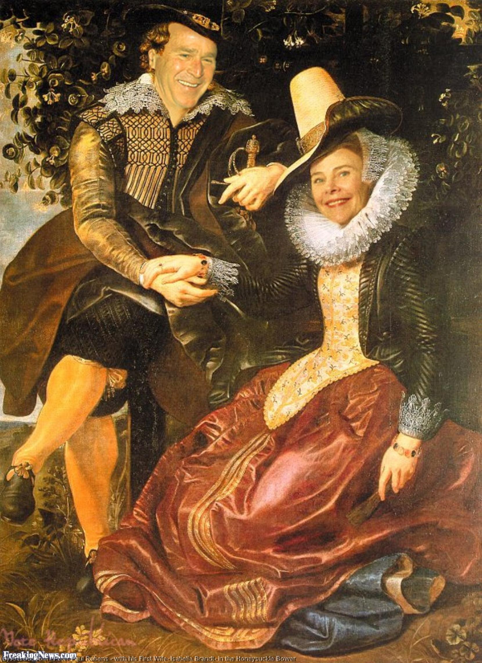 Wikioo.org - The Encyclopedia of Fine Arts - Painting, Artwork by Peter Paul Rubens - with his First Wife, Isabella Brandt, in the Honeysuckle Bower