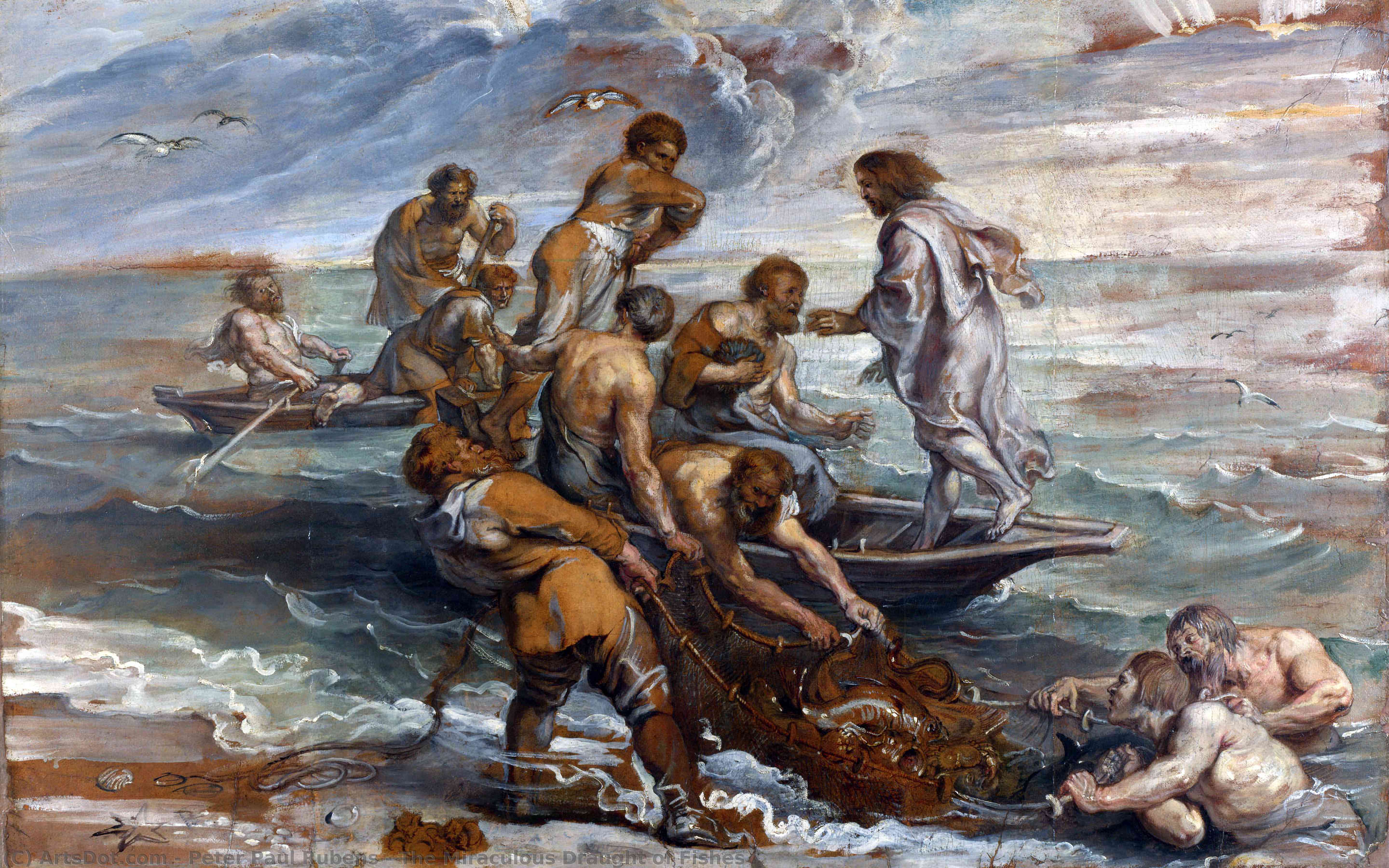 Wikioo.org – La Enciclopedia de las Bellas Artes - Pintura, Obras de arte de Peter Paul Rubens - La pesca milagrosa