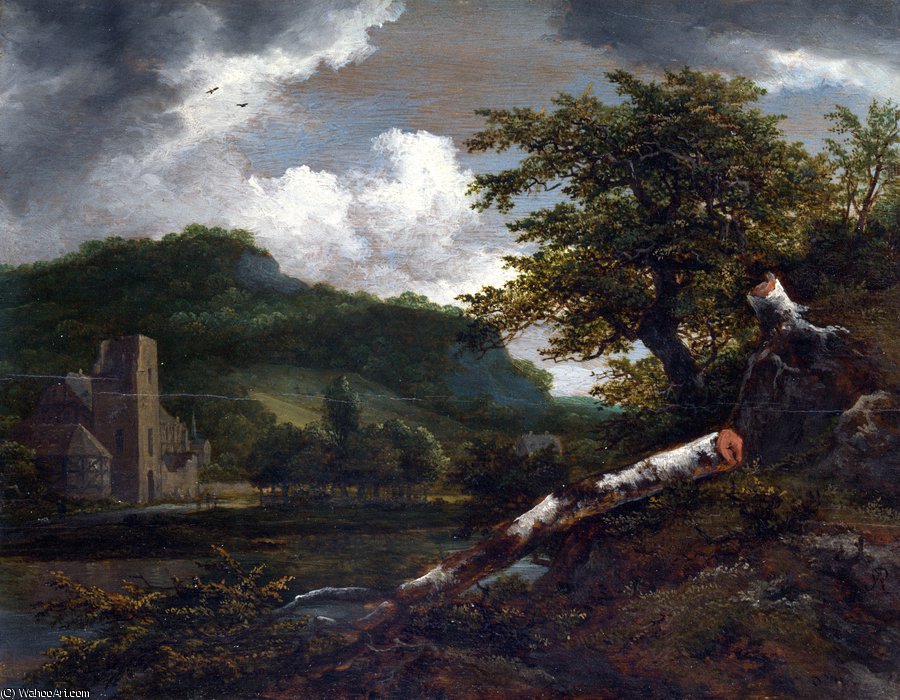 WikiOO.org - Güzel Sanatlar Ansiklopedisi - Resim, Resimler Jacob Isaakszoon Van Ruisdael (Ruysdael) - A Landscape with a Ruined Building