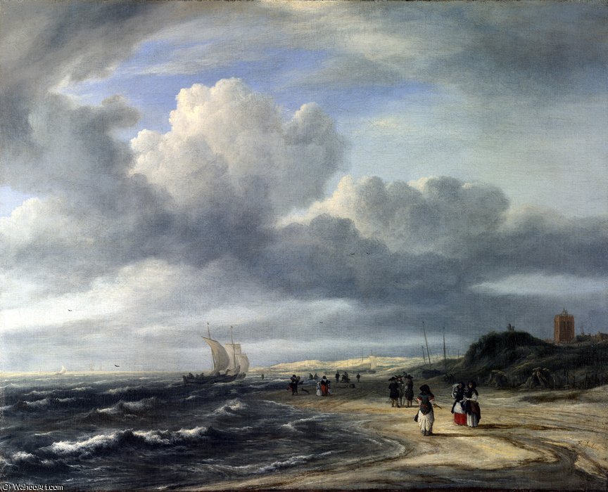 WikiOO.org - دایره المعارف هنرهای زیبا - نقاشی، آثار هنری Jacob Isaakszoon Van Ruisdael (Ruysdael) - The Shore at Egmond-aan-Zee