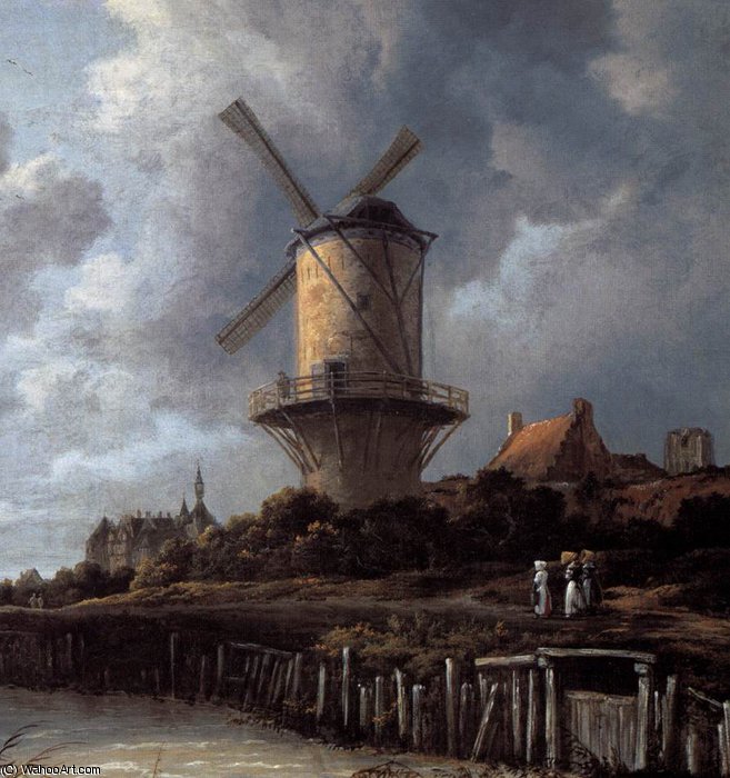 Wikioo.org - สารานุกรมวิจิตรศิลป์ - จิตรกรรม Jacob Isaakszoon Van Ruisdael (Ruysdael) - The Windmill at Wijk bij Duurstede (detail)
