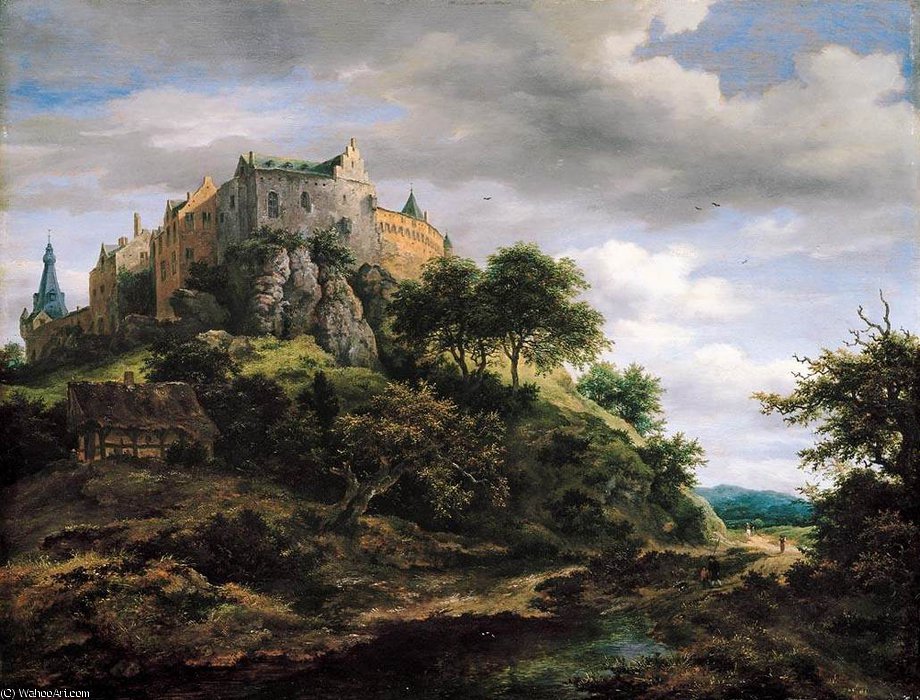 WikiOO.org - Encyclopedia of Fine Arts - Maalaus, taideteos Jacob Isaakszoon Van Ruisdael (Ruysdael) - View of Bentheim Castle from the North-West