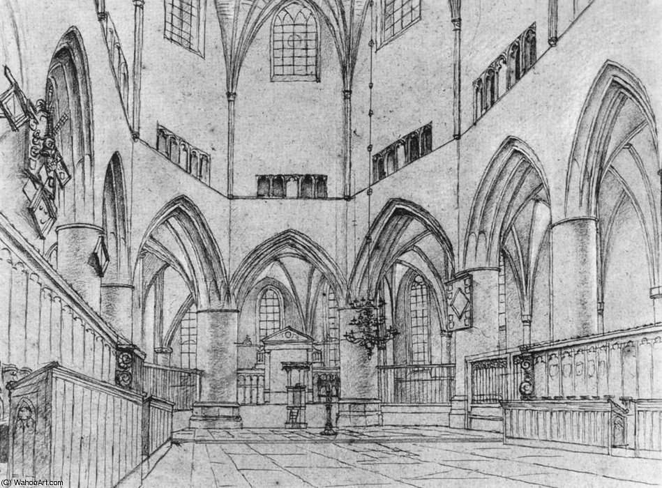 WikiOO.org - Encyclopedia of Fine Arts - Malba, Artwork Pieter Jansz Saenredam - Interior of the Choir of St Bavo at Haarlem