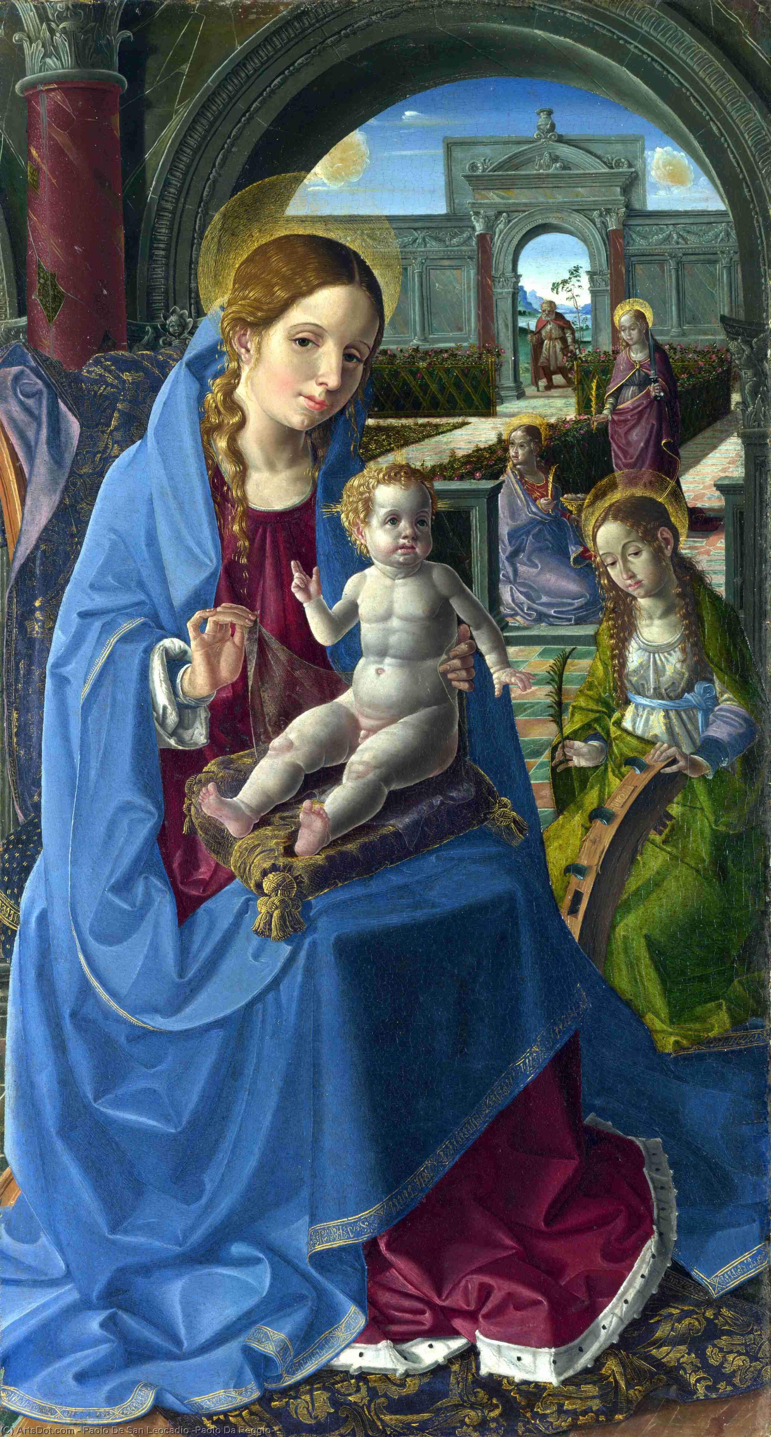 Wikioo.org - The Encyclopedia of Fine Arts - Painting, Artwork by Paolo De San Leocadio (Paolo Da Reggio) - The Virgin and Child with Saints