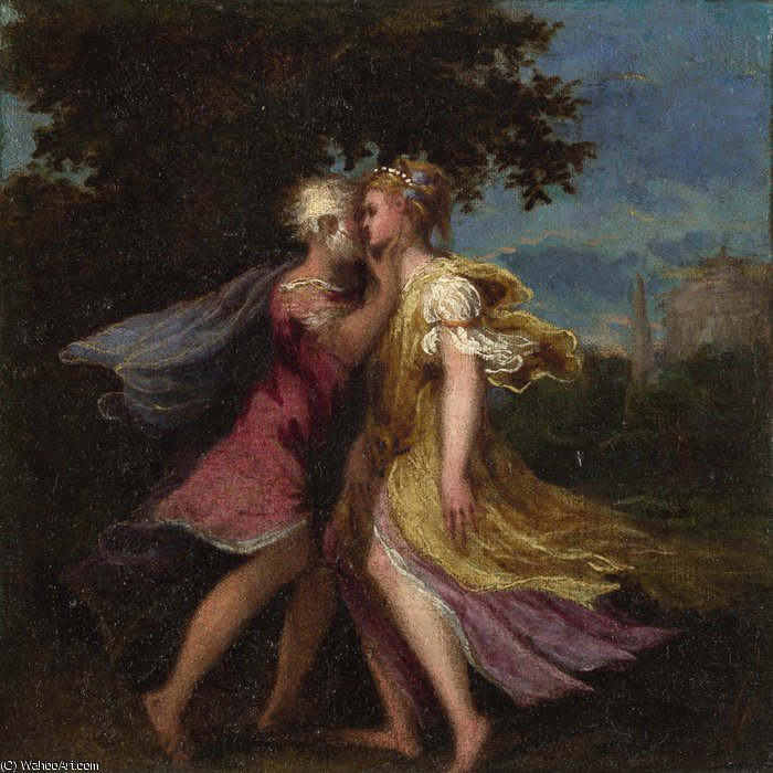 WikiOO.org - Encyclopedia of Fine Arts - Maľba, Artwork Andrea Schiavone (Andrea Meldolla) - Jupiter seducing Callisto