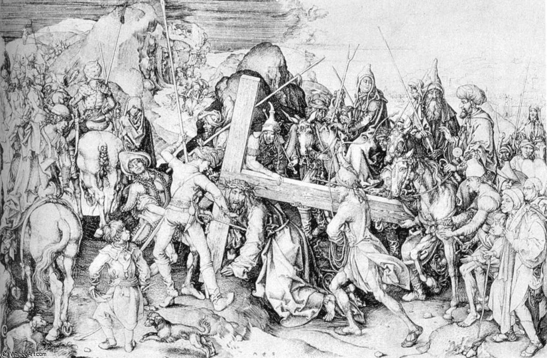 WikiOO.org - Encyclopedia of Fine Arts - Målning, konstverk Martin Schongauer - Christ Carrying the Cross