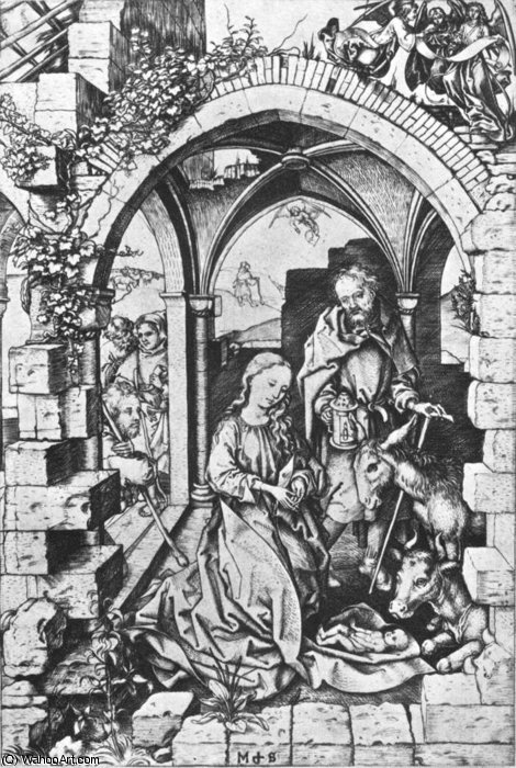 WikiOO.org - Enciclopédia das Belas Artes - Pintura, Arte por Martin Schongauer - The Nativity