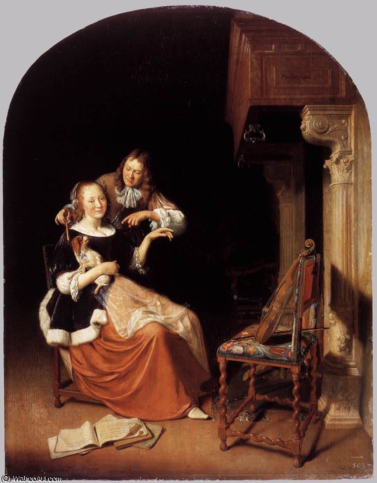 Wikioo.org - The Encyclopedia of Fine Arts - Painting, Artwork by Hans Speckaert - Lady with a Pet Dog