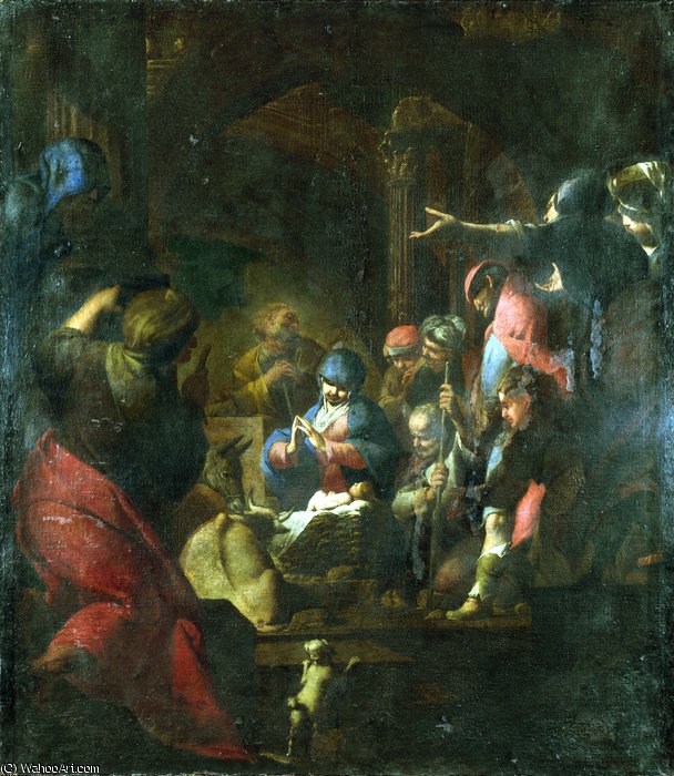 WikiOO.org - Enciclopédia das Belas Artes - Pintura, Arte por Giovanni Battista Spinelli - The Adoration of the Shepherds