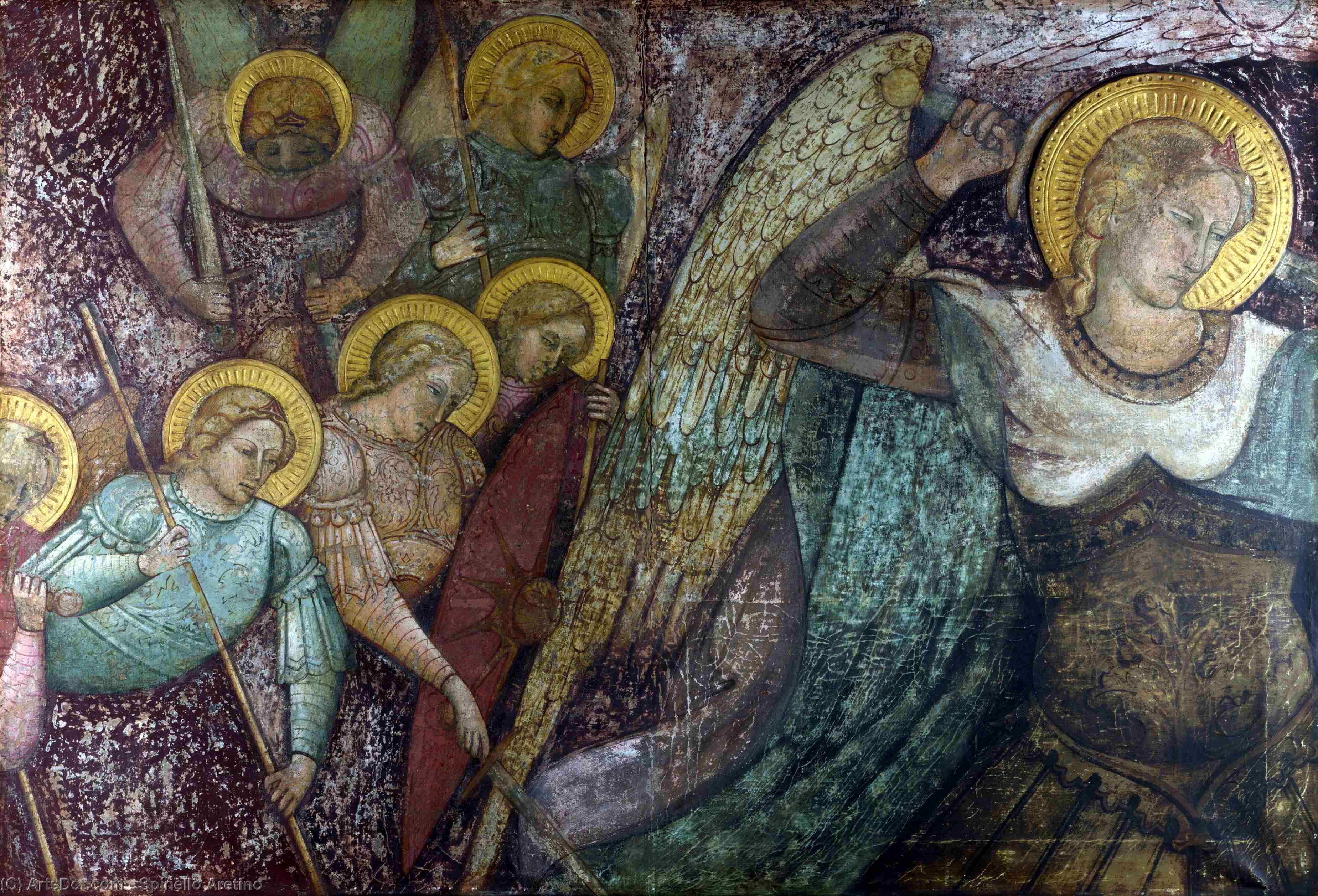 Wikioo.org - The Encyclopedia of Fine Arts - Painting, Artwork by Spinello Aretino - Saint Michael and Other Angels