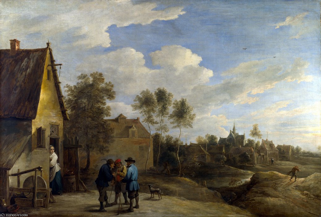 WikiOO.org - Enciklopedija dailės - Tapyba, meno kuriniai David The Younger Teniers - A View of a Village