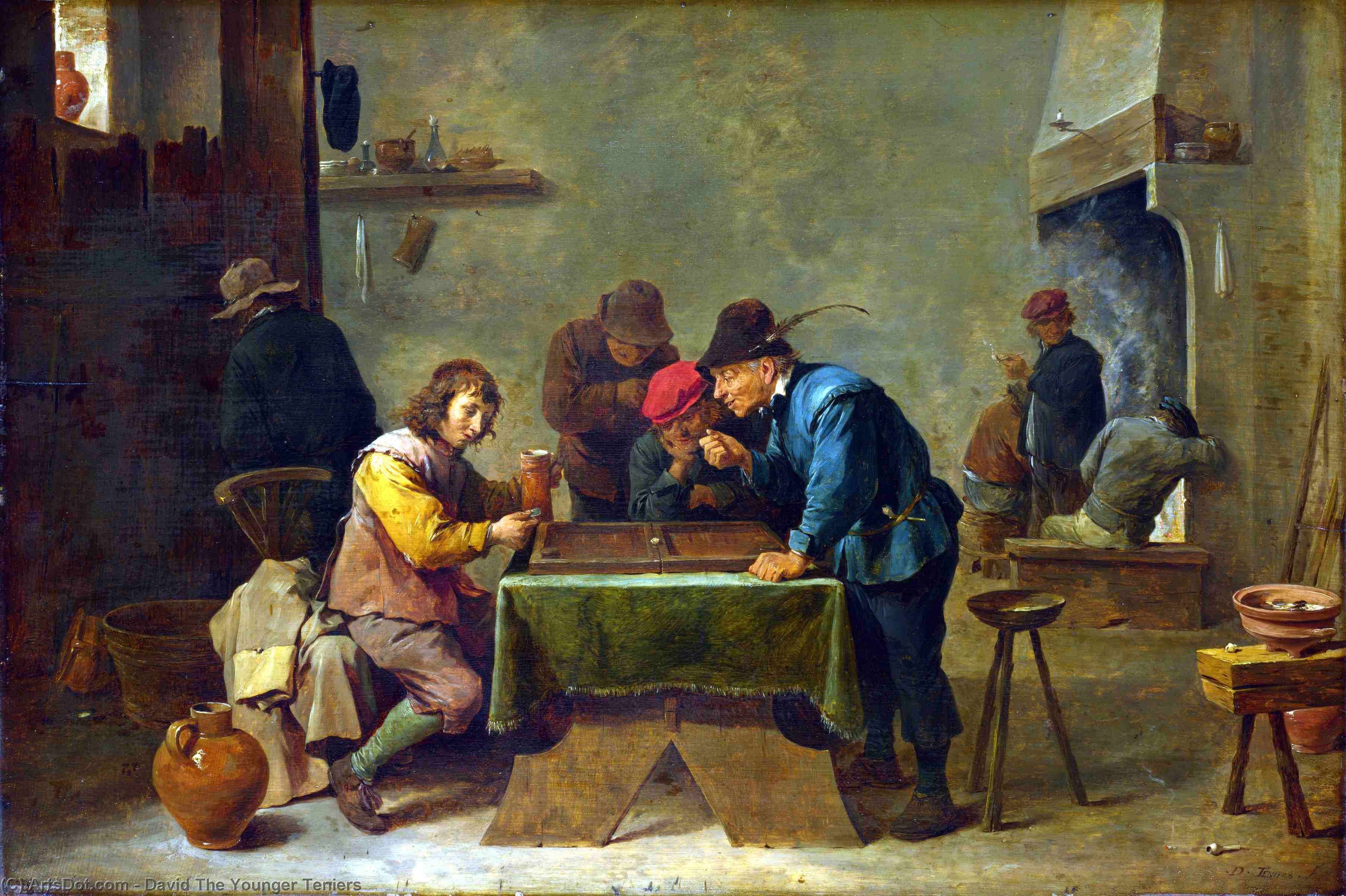 Wikoo.org - موسوعة الفنون الجميلة - اللوحة، العمل الفني David The Younger Teniers - Backgammon players