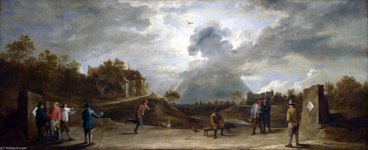Wikioo.org - The Encyclopedia of Fine Arts - Painting, Artwork by David The Younger Teniers - Peasants at Archery
