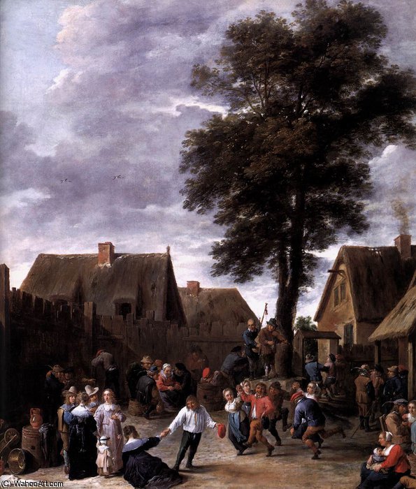 Wikioo.org - สารานุกรมวิจิตรศิลป์ - จิตรกรรม David The Younger Teniers - Kermis at the Half Moon Inn (detail)