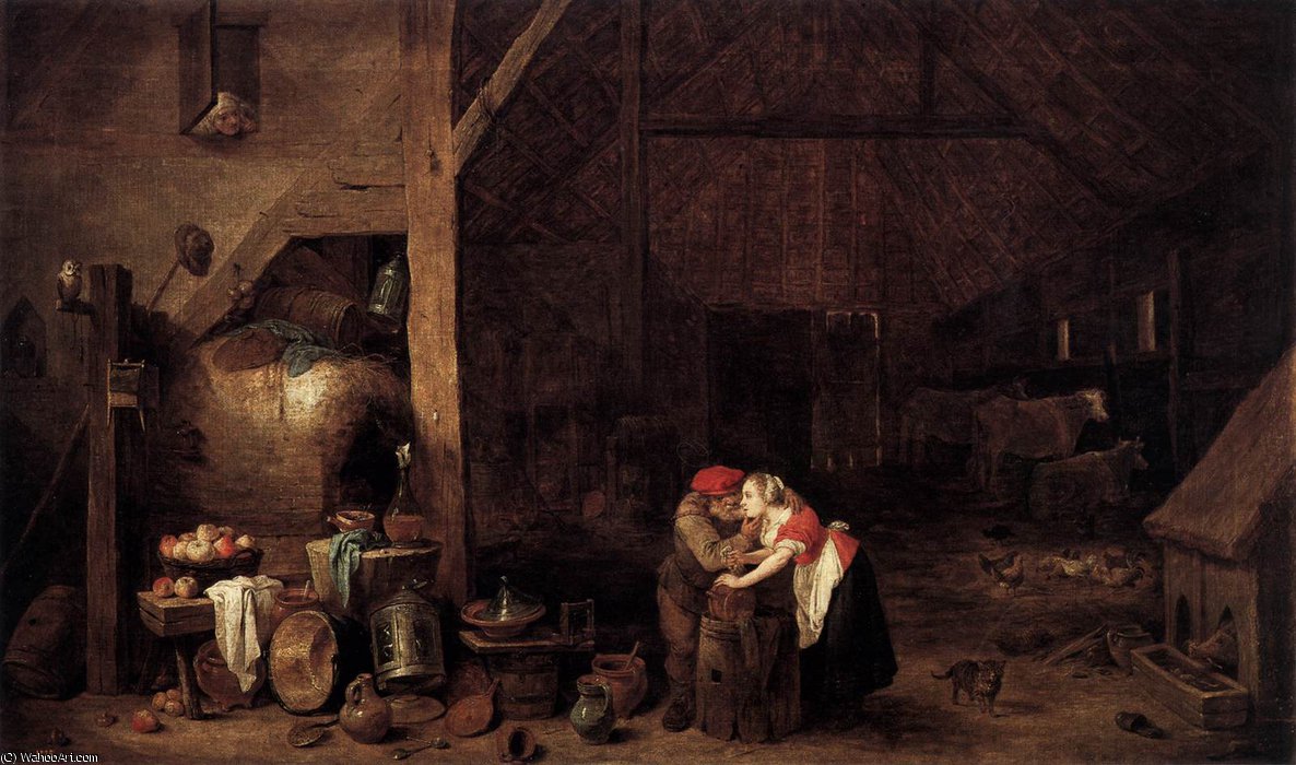 WikiOO.org - Enciclopedia of Fine Arts - Pictura, lucrări de artă David The Younger Teniers - Old Man and the Maid