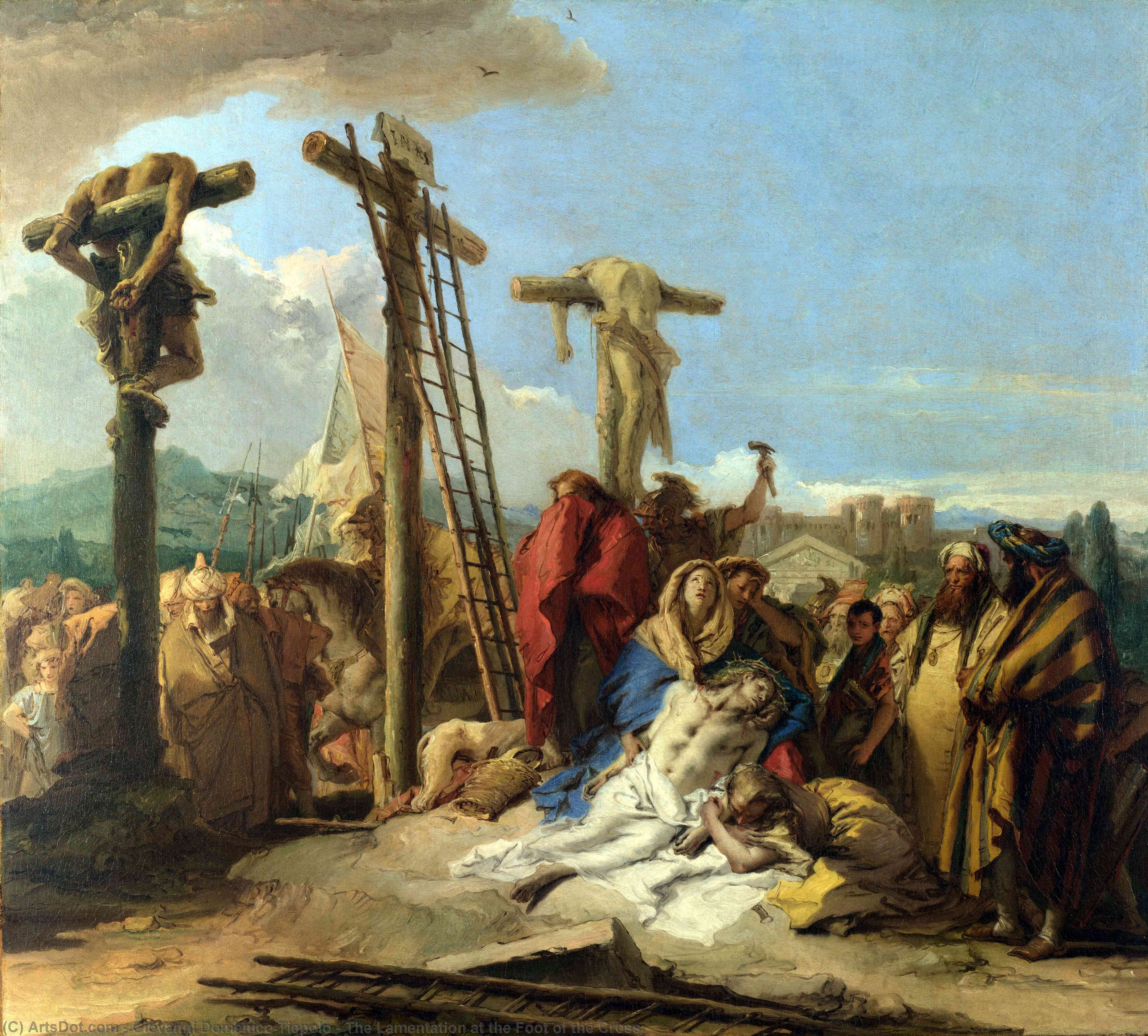Wikioo.org - The Encyclopedia of Fine Arts - Painting, Artwork by Giovanni Domenico Tiepolo - The Lamentation at the Foot of the Cross