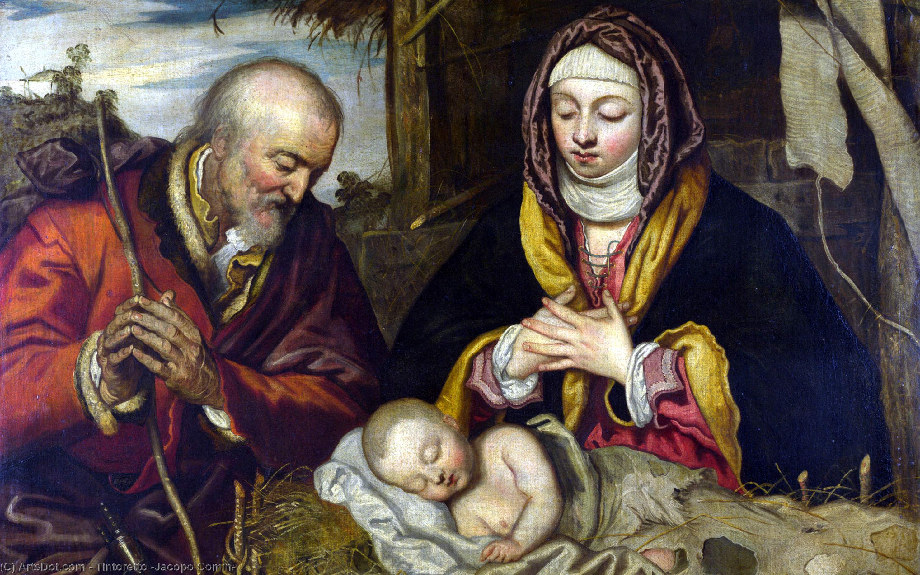 WikiOO.org - Encyclopedia of Fine Arts - Schilderen, Artwork Tintoretto (Jacopo Comin) - The nativity