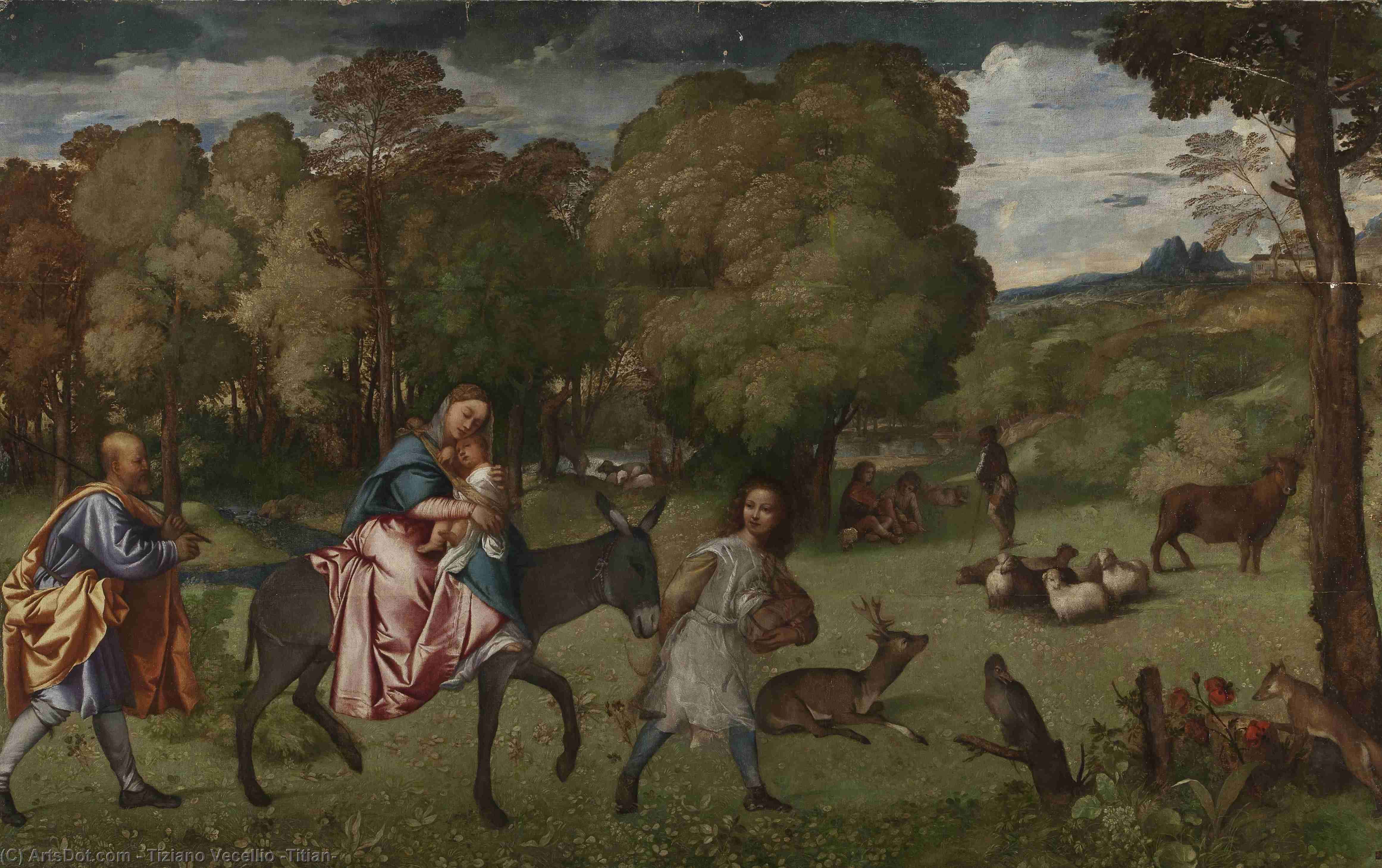 Wikioo.org - The Encyclopedia of Fine Arts - Painting, Artwork by Tiziano Vecellio (Titian) - The Flight into Egypt