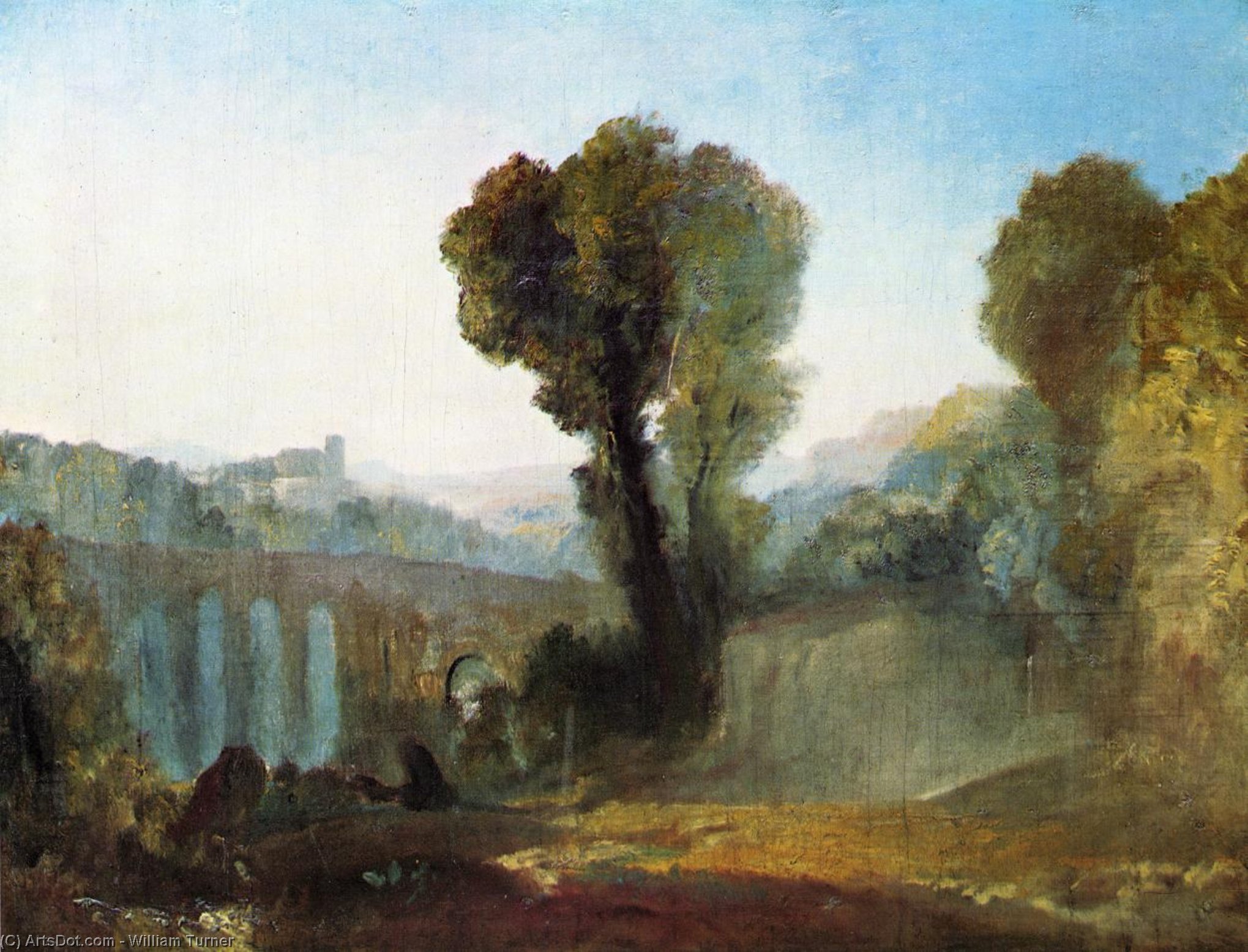WikiOO.org - Encyclopedia of Fine Arts - Målning, konstverk William Turner - Ariccia sunset