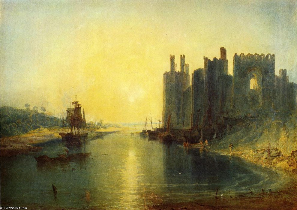 Wikioo.org - The Encyclopedia of Fine Arts - Painting, Artwork by William Turner - Caernarvon castle