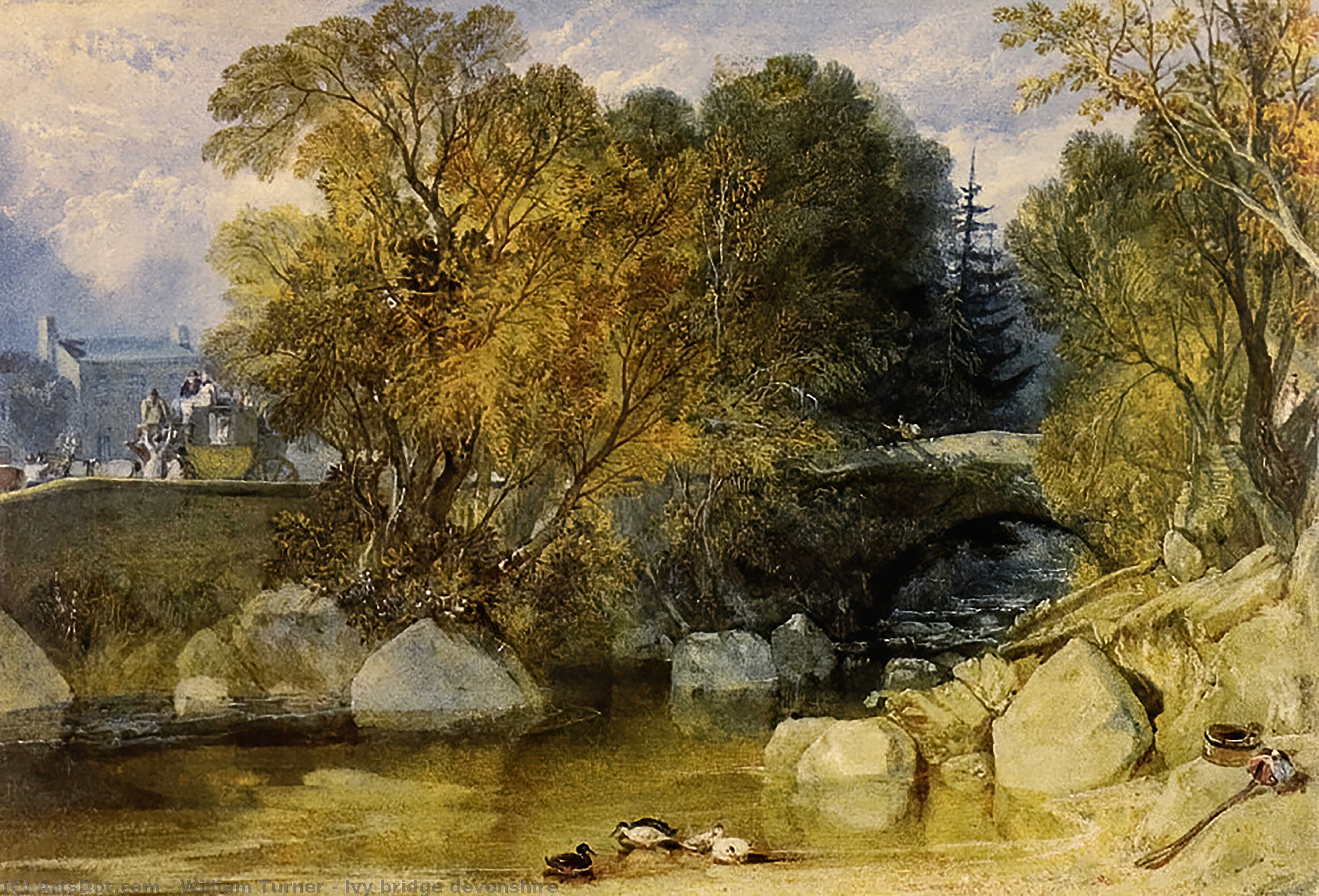 Wikioo.org - The Encyclopedia of Fine Arts - Painting, Artwork by William Turner - Ivy bridge devonshire
