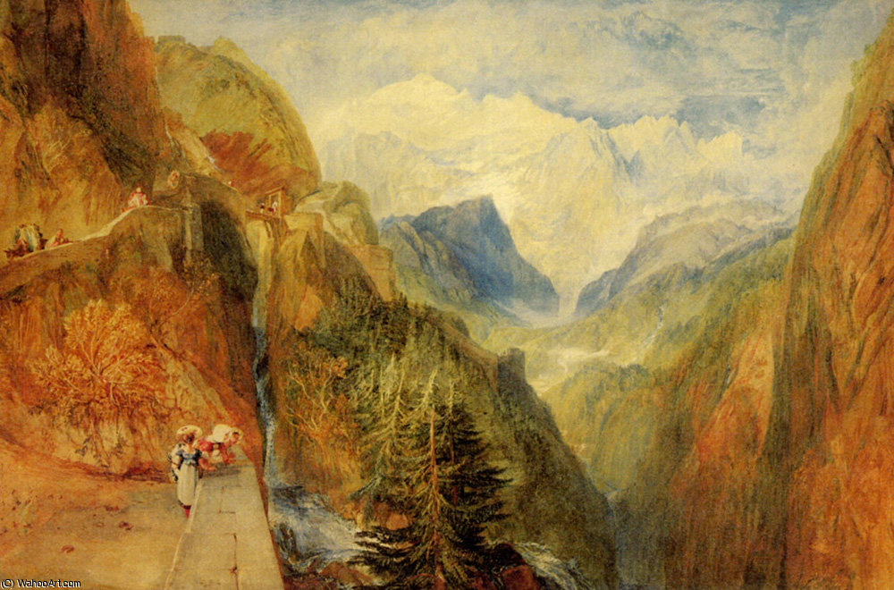 Wikioo.org - The Encyclopedia of Fine Arts - Painting, Artwork by William Turner - Mont Blanc from Fort Roch Val d-Aosta