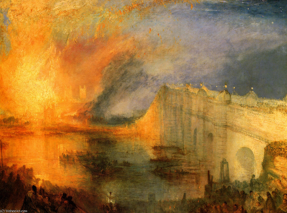 Wikioo.org - The Encyclopedia of Fine Arts - Painting, Artwork by William Turner - The Burning of the Hause of Lords and commons