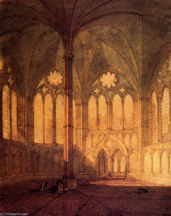 Wikioo.org - The Encyclopedia of Fine Arts - Painting, Artwork by William Turner - The chapter house salisbury cathedral