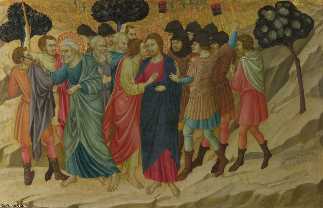 WikiOO.org - Enciclopédia das Belas Artes - Pintura, Arte por Ugolino Di Nerio - The Betrayal of Christ
