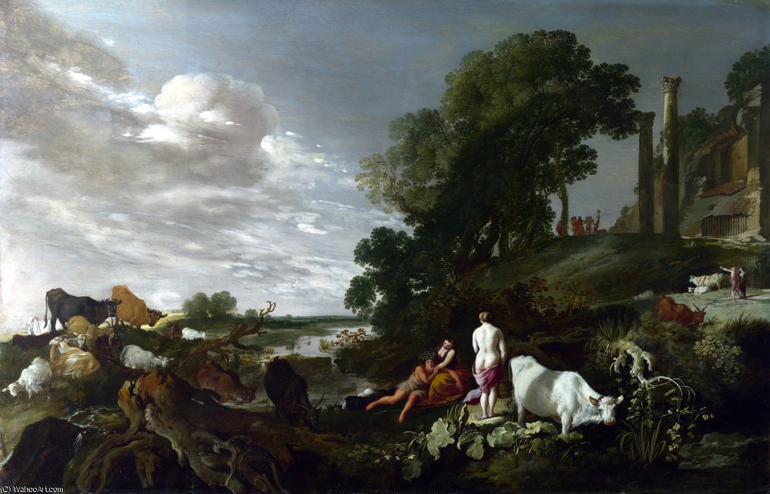 WikiOO.org - Güzel Sanatlar Ansiklopedisi - Resim, Resimler Moyses Matheusz Van Uyttenbroeck - Landscape with Mythological Figures