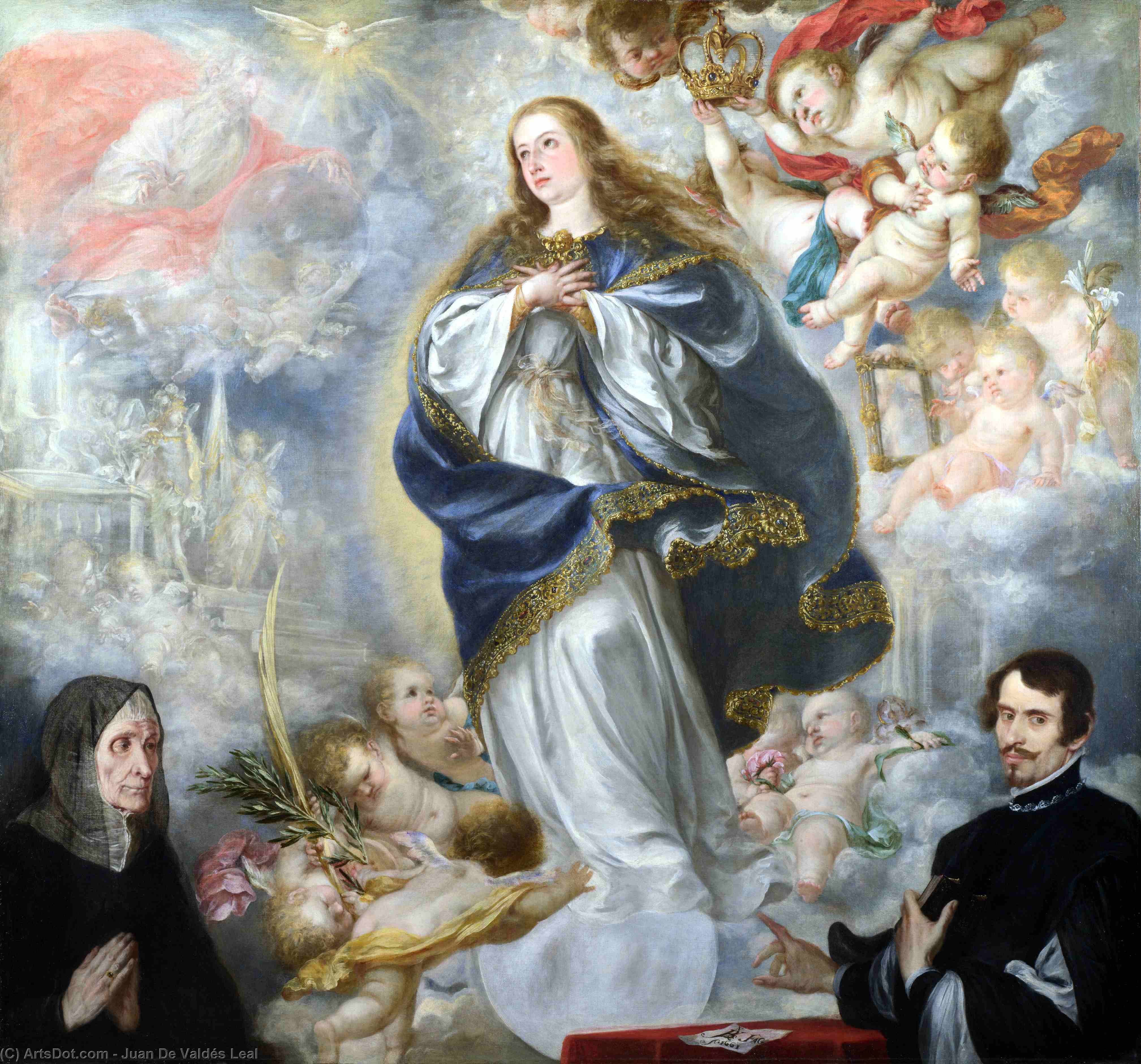 Wikioo.org - The Encyclopedia of Fine Arts - Painting, Artwork by Juan De Valdés Leal - The Immaculate Conception with Two Donors