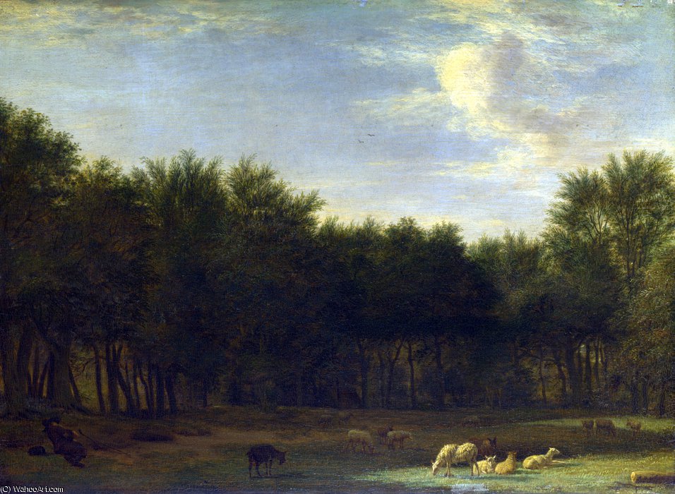 Wikioo.org - The Encyclopedia of Fine Arts - Painting, Artwork by Adriaen Van De Velde - The Edge of a Wood