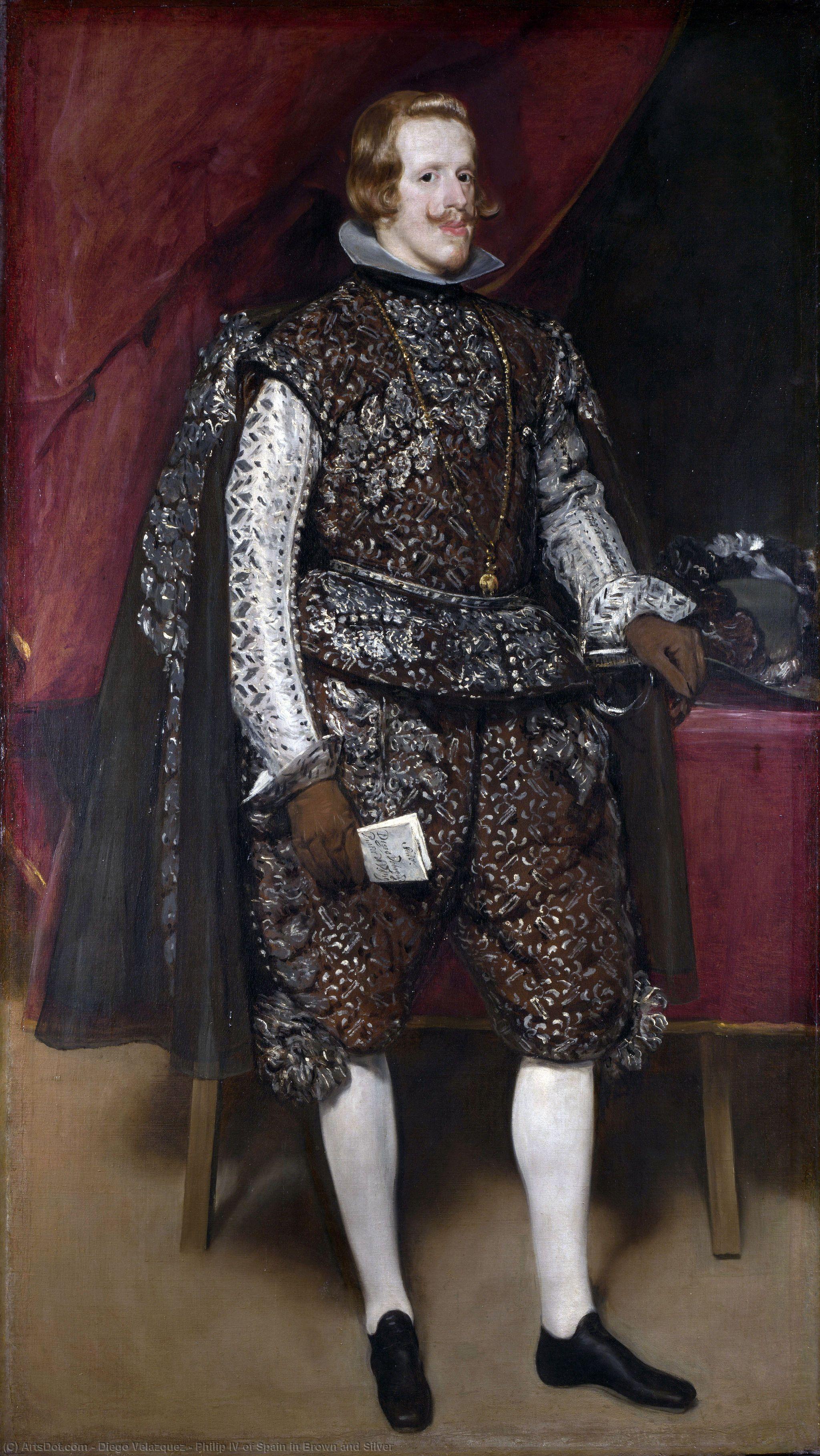 Wikioo.org - The Encyclopedia of Fine Arts - Painting, Artwork by Diego Velazquez - Philip IV of Spain in Brown and Silver