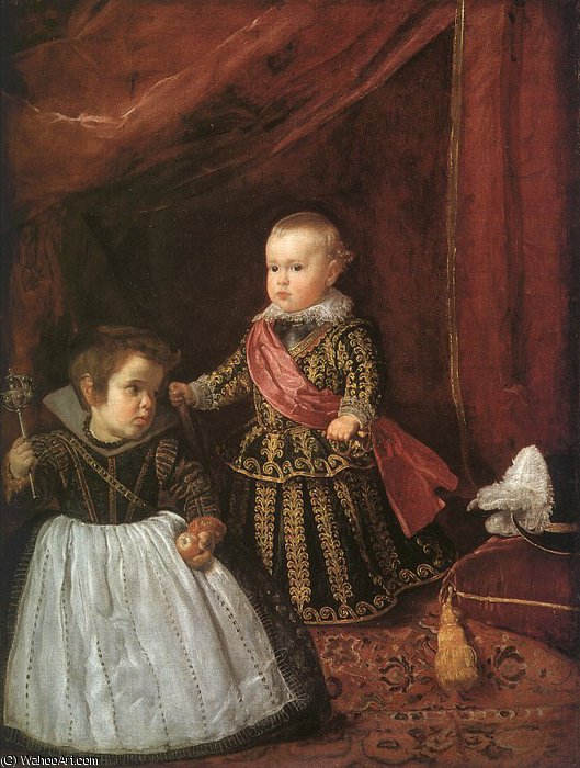 Wikioo.org - The Encyclopedia of Fine Arts - Painting, Artwork by Diego Velazquez - Prince Balthasar Carlos with a Dwarf